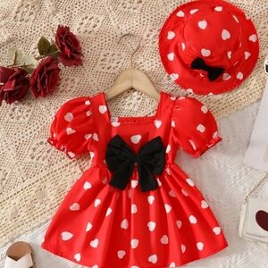New Girl's Valentines Dress with Hat